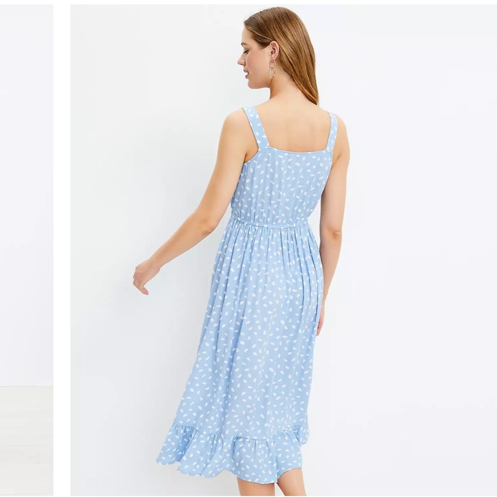 BRUSHSTROKE BUTTON RUFFLE MIDI DRESS - Picture 3 of 4